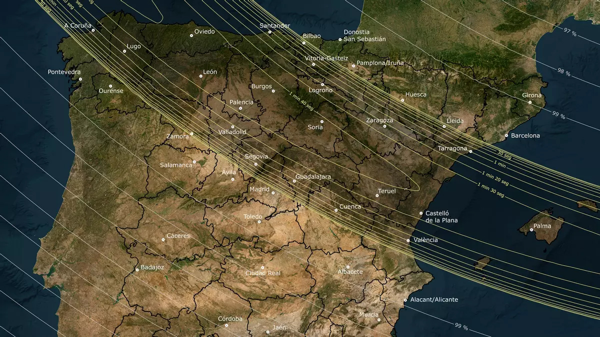 Banda de temporalidad de la visibilidad del eclipse